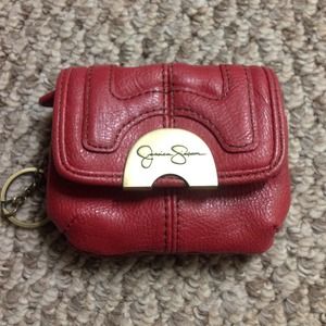 Red Jessica Simpson keychain change purse