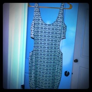 Sexy Aztec print cutout mini dress