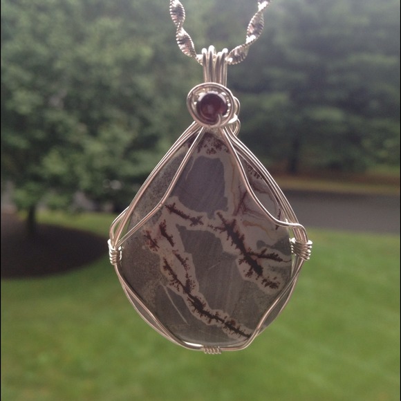 SOLD...Mexican gemstone and garnet in sterling - Picture 2 of 4