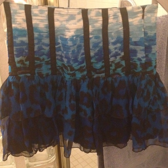 Blue Flowing Bebe Skirt