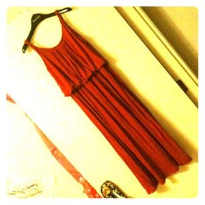 RESERVED Rust Pleated Maxi dress Size fits S/M