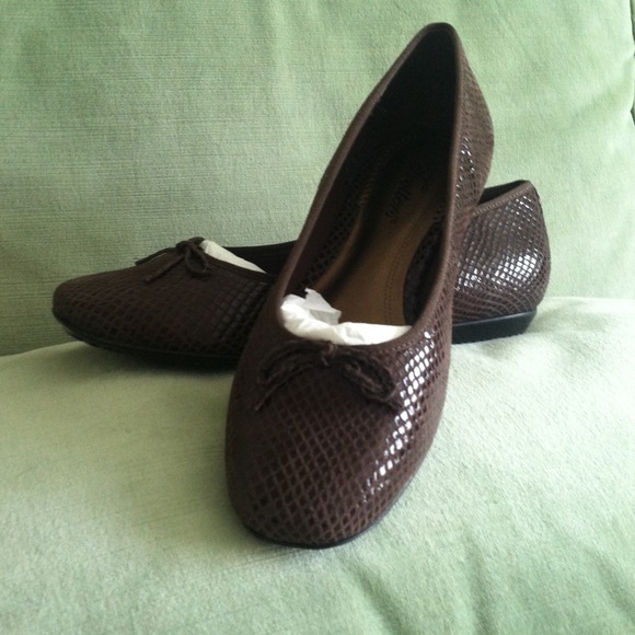 Mocha snakeskin flats