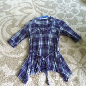 Long shirt/ dress purple plaid