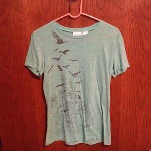 Green bird and flower shirt