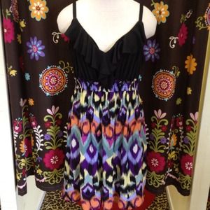 Dresses & Skirts - NWT Ikat print dress w/ black ruffle tank styletop Dresses & Skirts - NWT Ikat print dress w/ black ruffle tank styletop