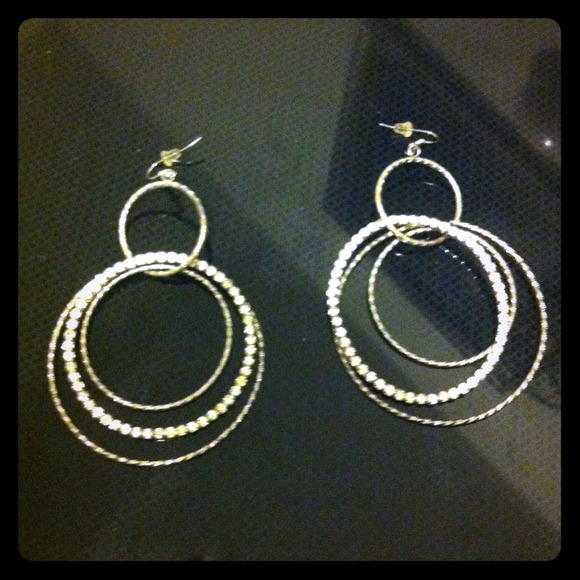 3hoops earrings with crystals bedazzled
