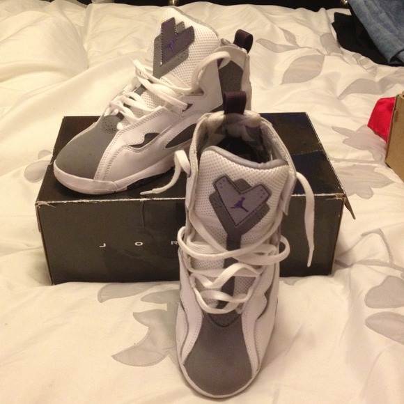 Purple white and grey Jordan's