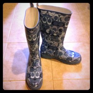 Coach Paisley Rain boots Size 8
