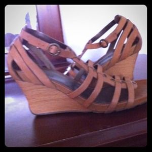 Tan wedge sandals