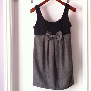 Black and gray dress with bow detail