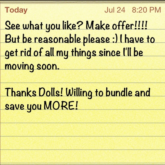 Make offers on any items you are interested in!