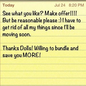 Make offers on any items you are interested in!