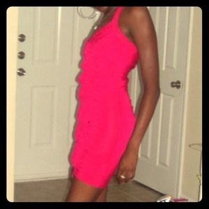 Hot pink halter dress