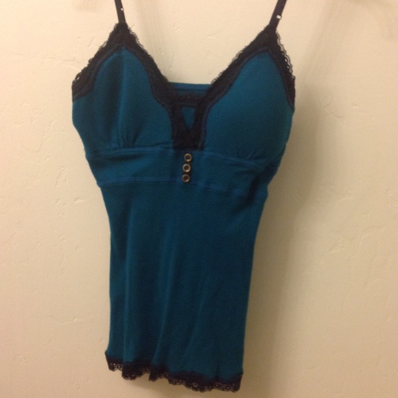 Lacey teal spaghetti top