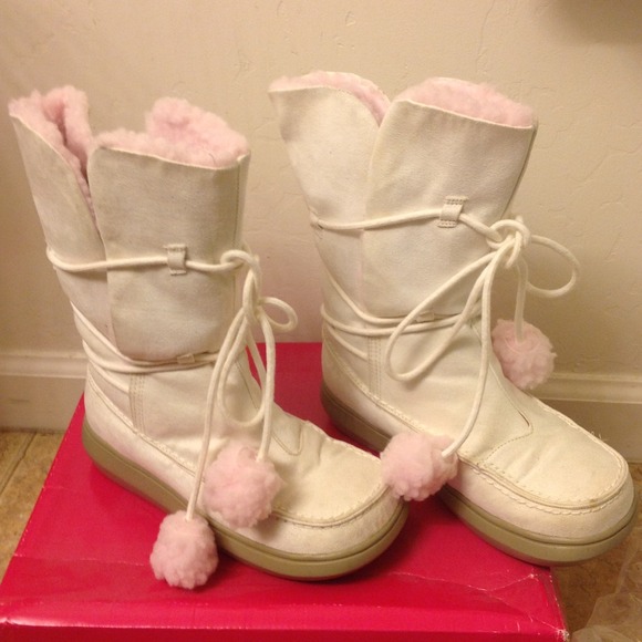 White & pink boots
