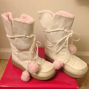 White & pink boots