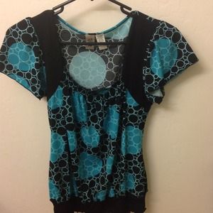 Teal & black top
