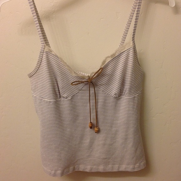 Cute lavender @ cream spaghetti strap shirt