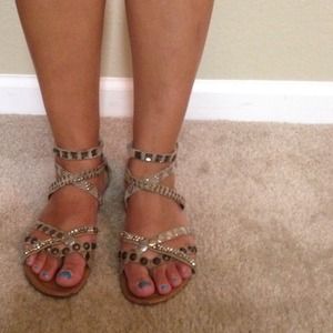 Taupe suede gladiator sandal