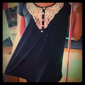 Black with white lace shirt/dress