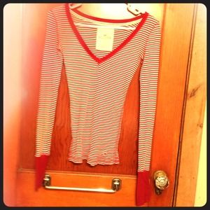 Hollister long sleeve red v-neck:)