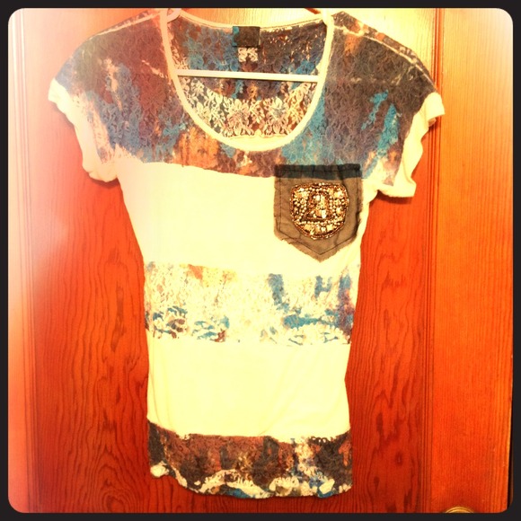 White top with a floral pattern