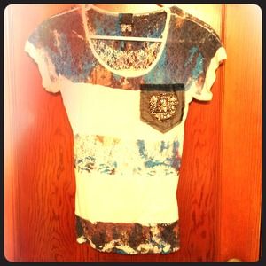 White top with a floral pattern