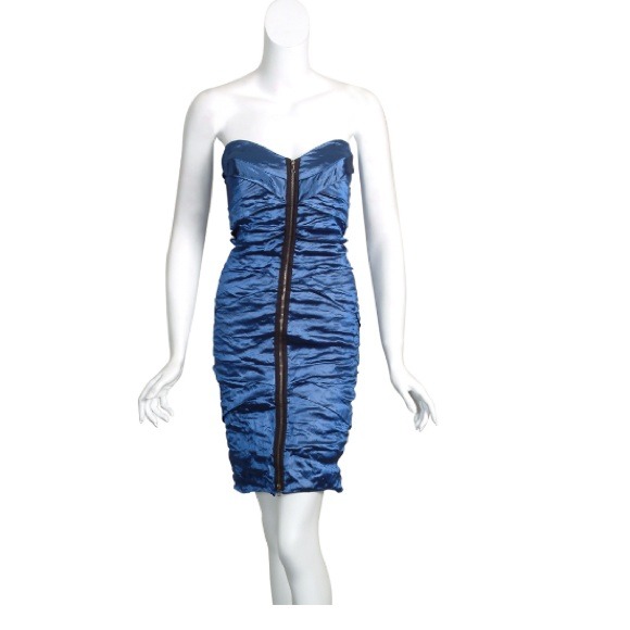 Nicole Miller electric blue strapless dress