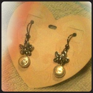 RESERVED.    Butterfly dangle earrings