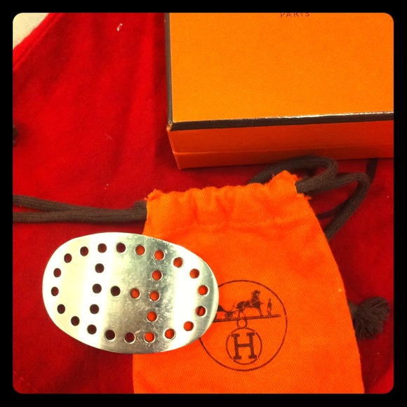 Hermes silver belt buckle