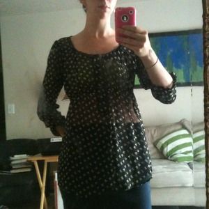 SOLD REDUCED Bow Print Sheer Blouse
