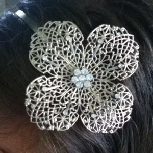 Silver Flower Headband