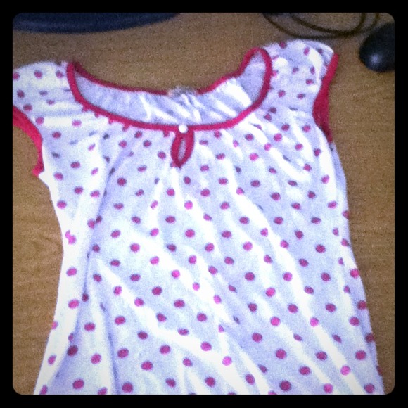 White n pink poka dot shirt