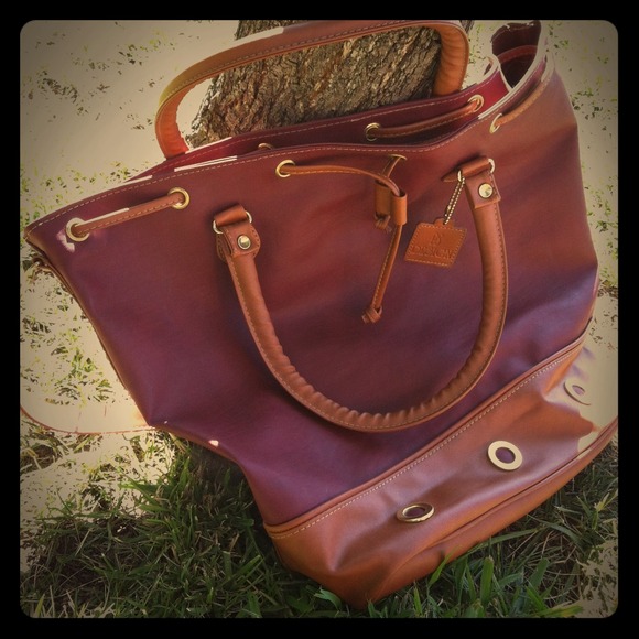 RESERVED large maroon and brown bag(: