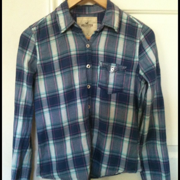 Hollister plaid, button up top.