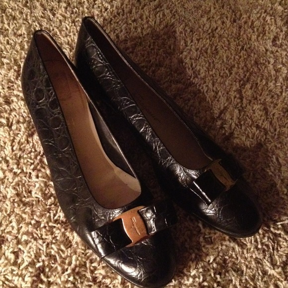 FERRAGAMO  genuine Crocodile Black 9.5