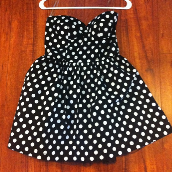 Strapless polka dot dress - medium REDUCED - Picture 2 of 3