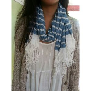White and Blue stripe scarf