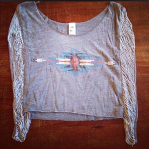 Fringe boho Aztec tee urban outfitters size small
