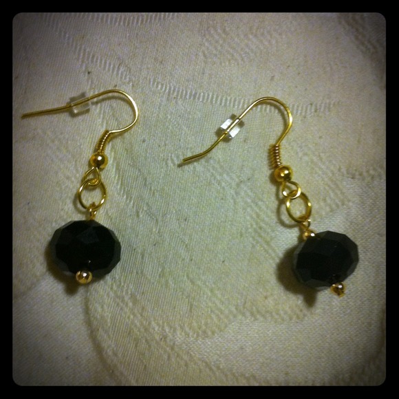 Black and gold crystal earrings