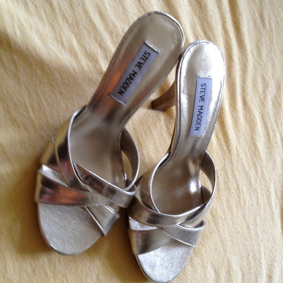 Gold slip on heels