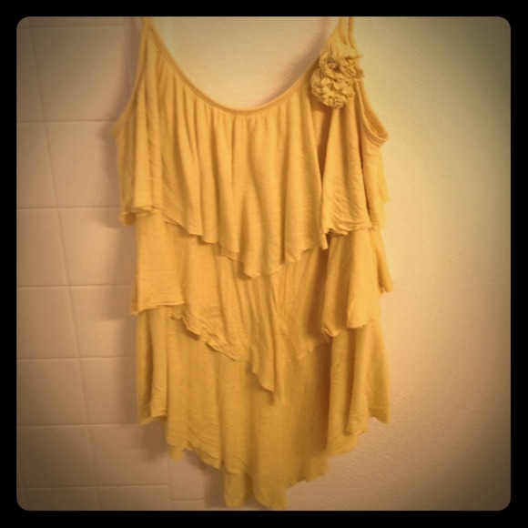 Electric Yellow Tiered Ruffle Tank