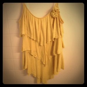 Electric Yellow Tiered Ruffle Tank