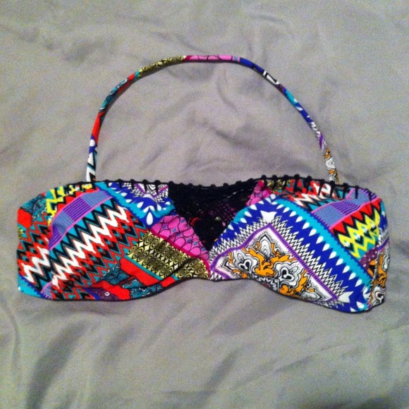 Printed Bandeau Bathing Suit Top -Never Worn