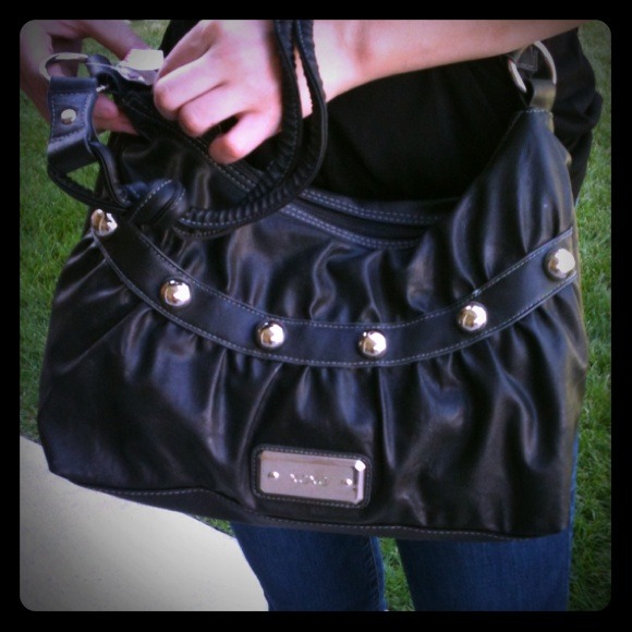 NWT XOXO Leather Like Black Hobo 5 Rounded Studs