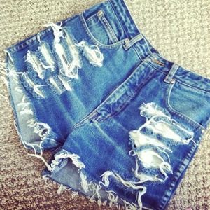 High waisted denim shorts