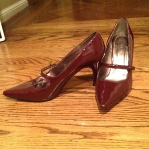 Burgundy patent leather heels