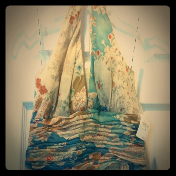 Never Worn Kay Unger Printed Halter Gown