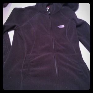 Black hooded north face jacket