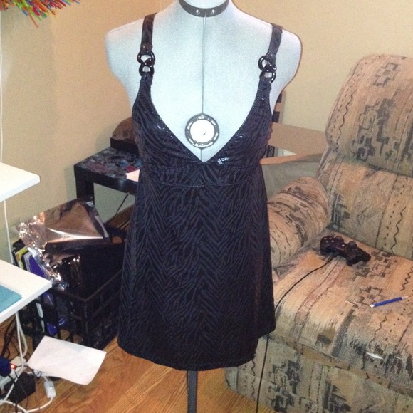 Betsy Johnson black zebra printed swim cover up